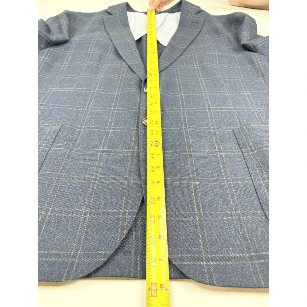 Peter Millar Sport Coat Soft Blazer Lightweight Blue Plaid XXL Wool Unstructured